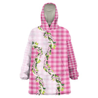 Pink Hawaii Palaka Wearable Blanket Hoodie Maile Pikake Honohono Orchid Lei LT05 One Size Pink - Polynesian Pride