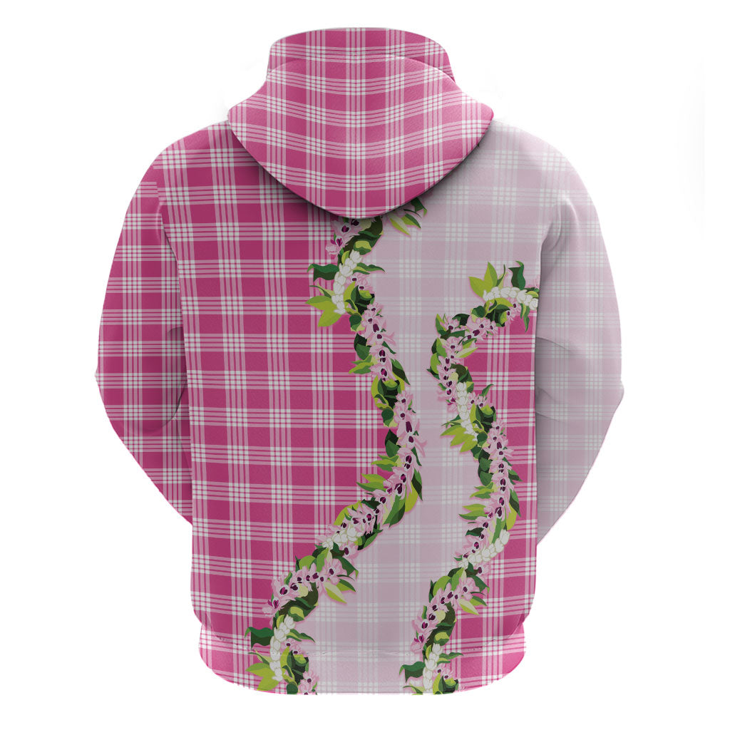 Pink Hawaii Palaka Zip Hoodie Maile Pikake Honohono Orchid Lei LT05 - Polynesian Pride