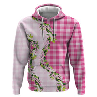 Pink Hawaii Palaka Zip Hoodie Maile Pikake Honohono Orchid Lei LT05 Pullover Hoodie Pink - Polynesian Pride