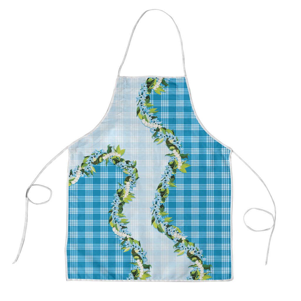 Blue Hawaii Palaka Apron Maile Pikake Honohono Orchid Lei LT05 Blue - Polynesian Pride