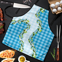 Blue Hawaii Palaka Apron Maile Pikake Honohono Orchid Lei LT05 Blue - Polynesian Pride
