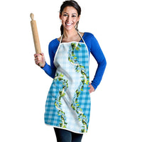 Blue Hawaii Palaka Apron Maile Pikake Honohono Orchid Lei LT05 - Polynesian Pride