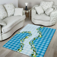 Blue Hawaii Palaka Area Rug Maile Pikake Honohono Orchid Lei