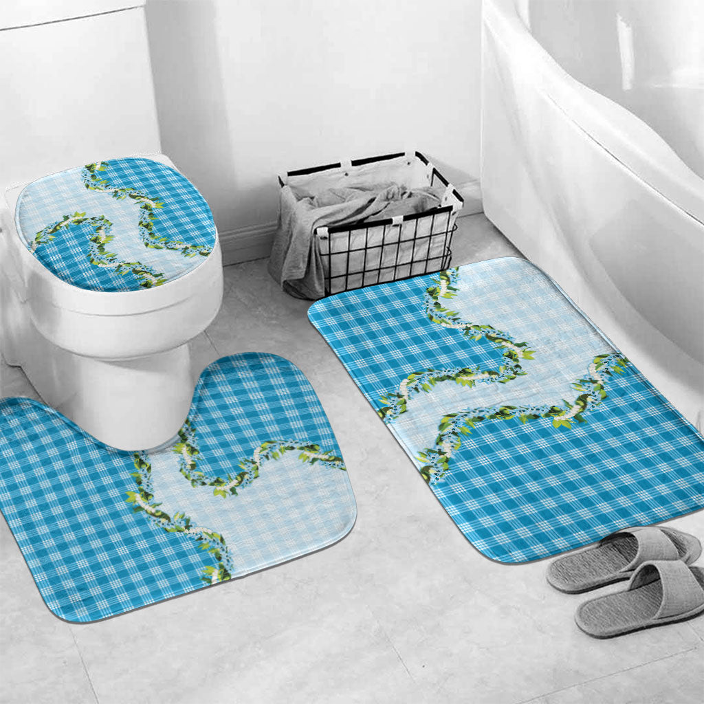 Blue Hawaii Palaka Bathroom Set Maile Pikake Honohono Orchid Lei