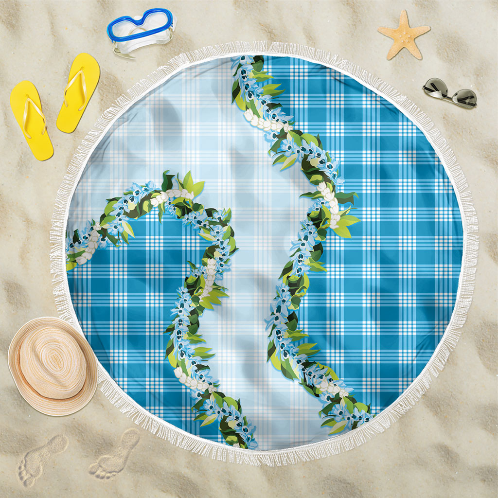 Blue Hawaii Palaka Beach Blanket Maile Pikake Honohono Orchid Lei LT05 One Size 150cm Blue - Polynesian Pride