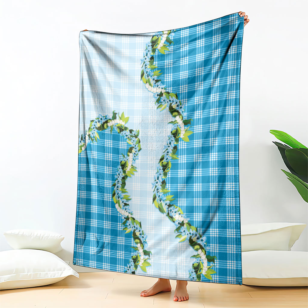 Blue Hawaii Palaka Blanket Maile Pikake Honohono Orchid Lei LT05 - Polynesian Pride