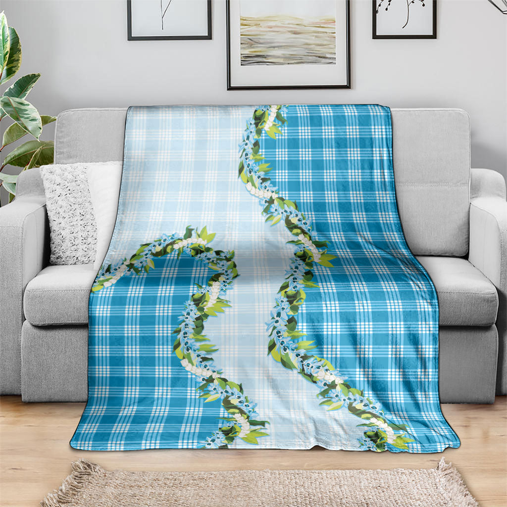 Blue Hawaii Palaka Blanket Maile Pikake Honohono Orchid Lei LT05 - Polynesian Pride