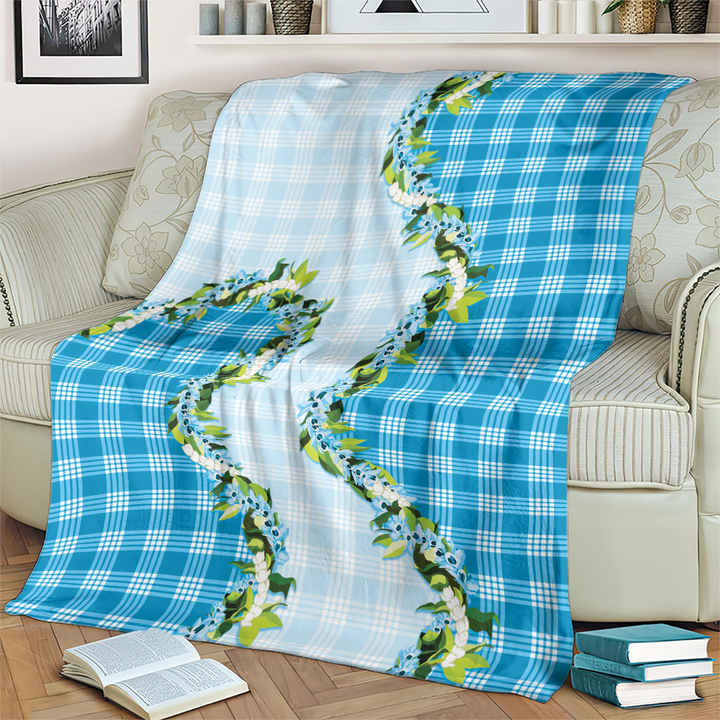 Blue Hawaii Palaka Blanket Maile Pikake Honohono Orchid Lei LT05 - Polynesian Pride