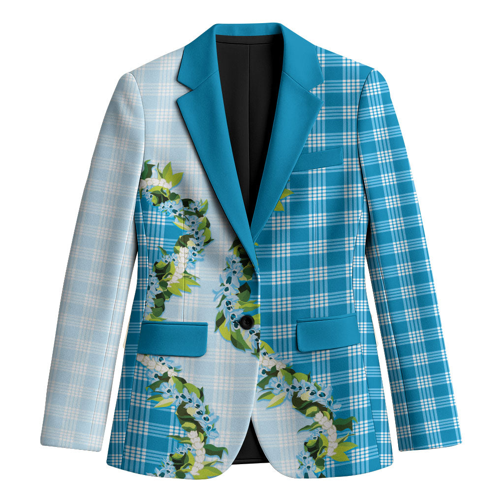 Blue Hawaii Palaka Blazer Maile Pikake Honohono Orchid Lei LT05 Unisex Blue - Polynesian Pride