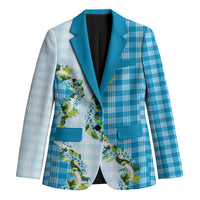 Blue Hawaii Palaka Blazer Maile Pikake Honohono Orchid Lei LT05 Unisex Blue - Polynesian Pride