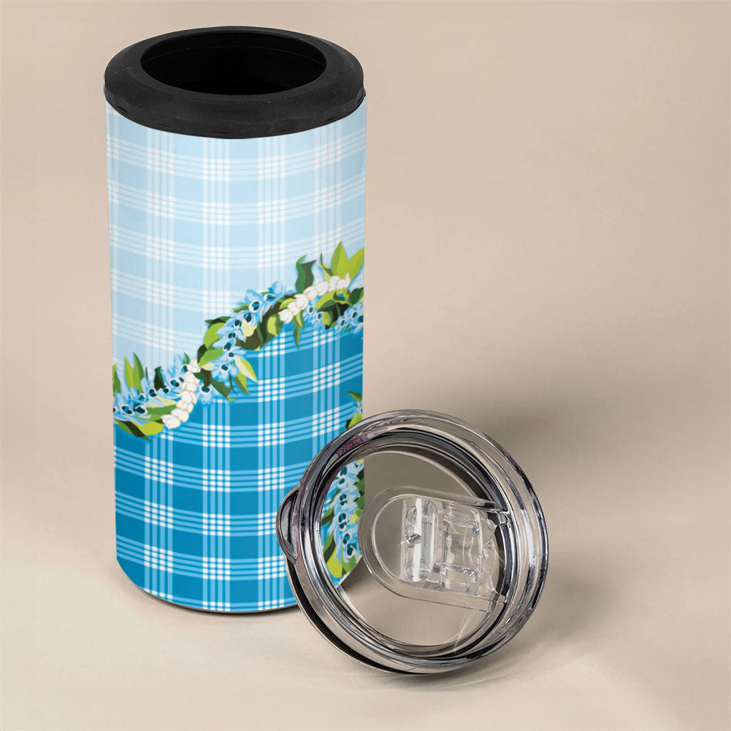 Blue Hawaii Palaka 4 in 1 Can Cooler Tumbler Maile Pikake Honohono Orchid Lei LT05 - Polynesian Pride