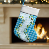Blue Hawaii Palaka Christmas Stocking Maile Pikake Honohono Orchid Lei LT05 Set of 2 Blue - Polynesian Pride