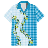 Blue Hawaii Palaka Family Matching Off The Shoulder Long Sleeve Dress and Hawaiian Shirt Maile Pikake Honohono Orchid Lei LT05 Dad's Shirt - Short Sleeve Blue - Polynesian Pride