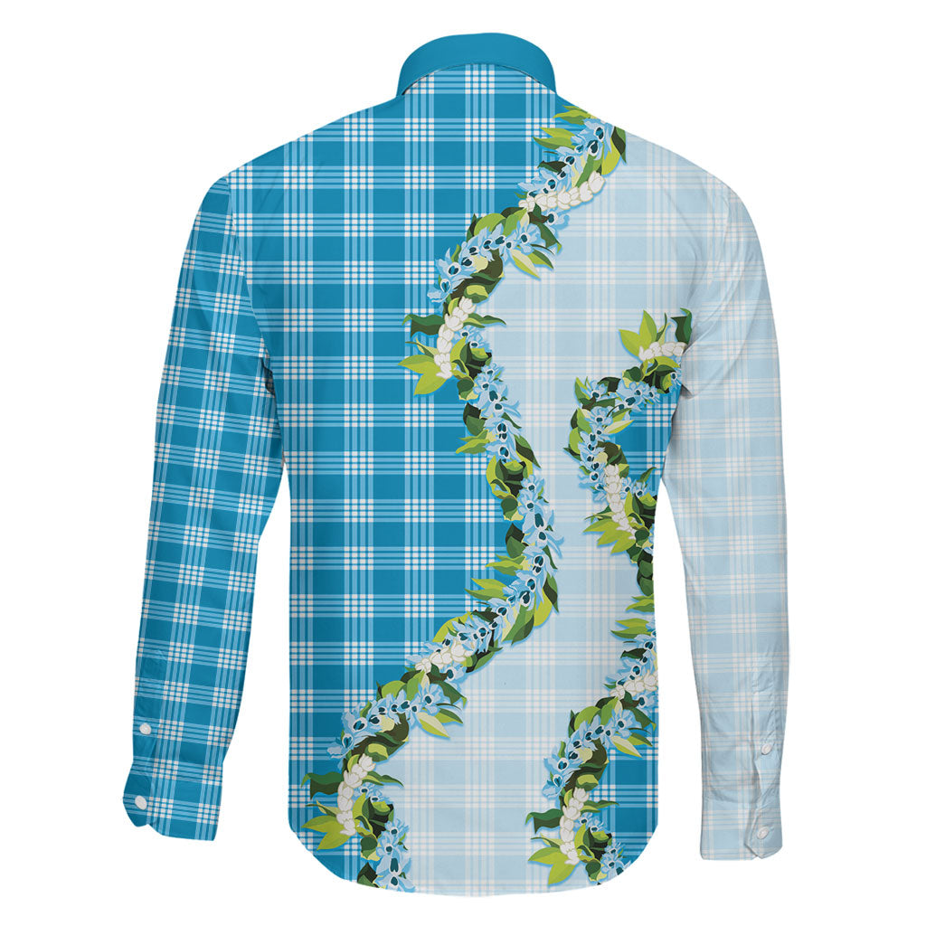 Blue Hawaii Palaka Family Matching Puletasi and Hawaiian Shirt Maile Pikake Honohono Orchid Lei LT05 - Polynesian Pride