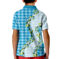 Blue Hawaii Palaka Kid Polo Shirt Maile Pikake Honohono Orchid Lei LT05 - Polynesian Pride