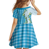 Blue Hawaii Palaka Kid Short Sleeve Dress Maile Pikake Honohono Orchid Lei LT05 - Polynesian Pride