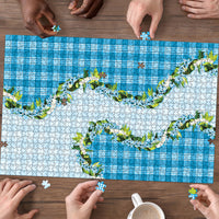 Blue Hawaii Palaka Puzzle Maile Pikake Honohono Orchid Lei