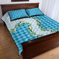 Blue Hawaii Palaka Quilt Bed Set Maile Pikake Honohono Orchid Lei LT05 - Polynesian Pride