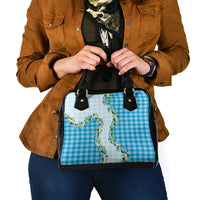 Blue Hawaii Palaka Shoulder Handbag Maile Pikake Honohono Orchid Lei LT05 - Polynesian Pride