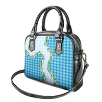 Blue Hawaii Palaka Shoulder Handbag Maile Pikake Honohono Orchid Lei LT05 - Polynesian Pride