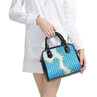 Blue Hawaii Palaka Shoulder Handbag Maile Pikake Honohono Orchid Lei LT05 - Polynesian Pride