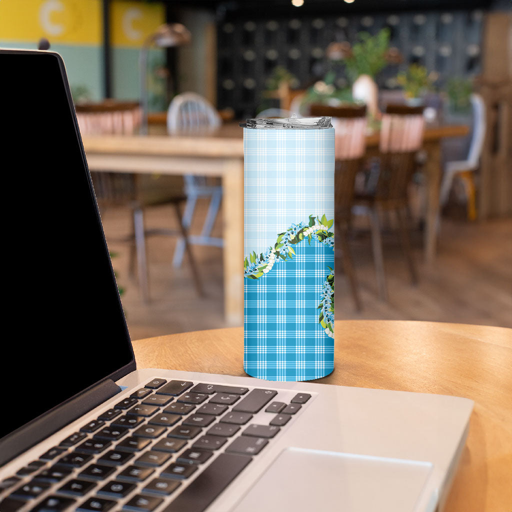 Blue Hawaii Palaka Skinny Tumbler Maile Pikake Honohono Orchid Lei LT05 - Polynesian Pride