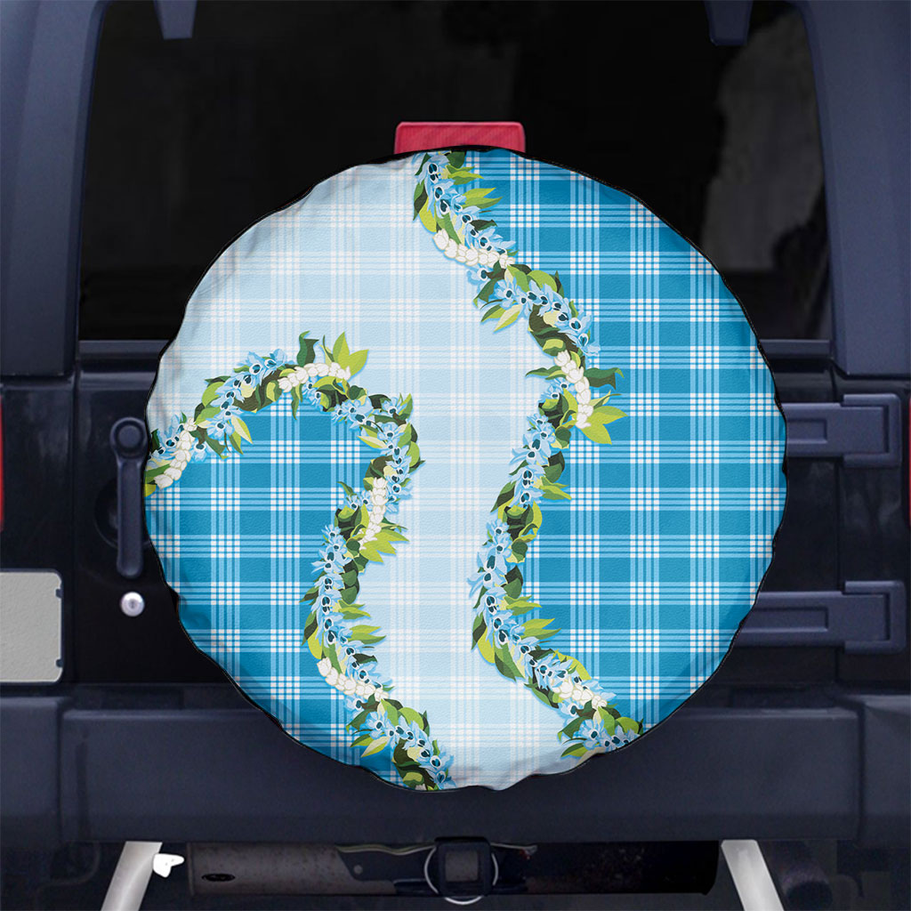 Blue Hawaii Palaka Spare Tire Cover Maile Pikake Honohono Orchid Lei LT05 No hole Blue - Polynesian Pride