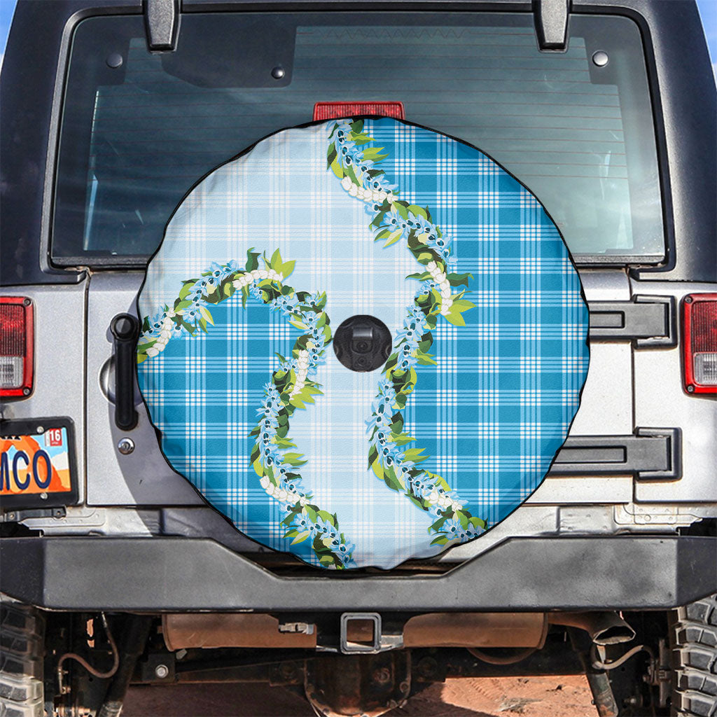 Blue Hawaii Palaka Spare Tire Cover Maile Pikake Honohono Orchid Lei LT05 Blue - Polynesian Pride