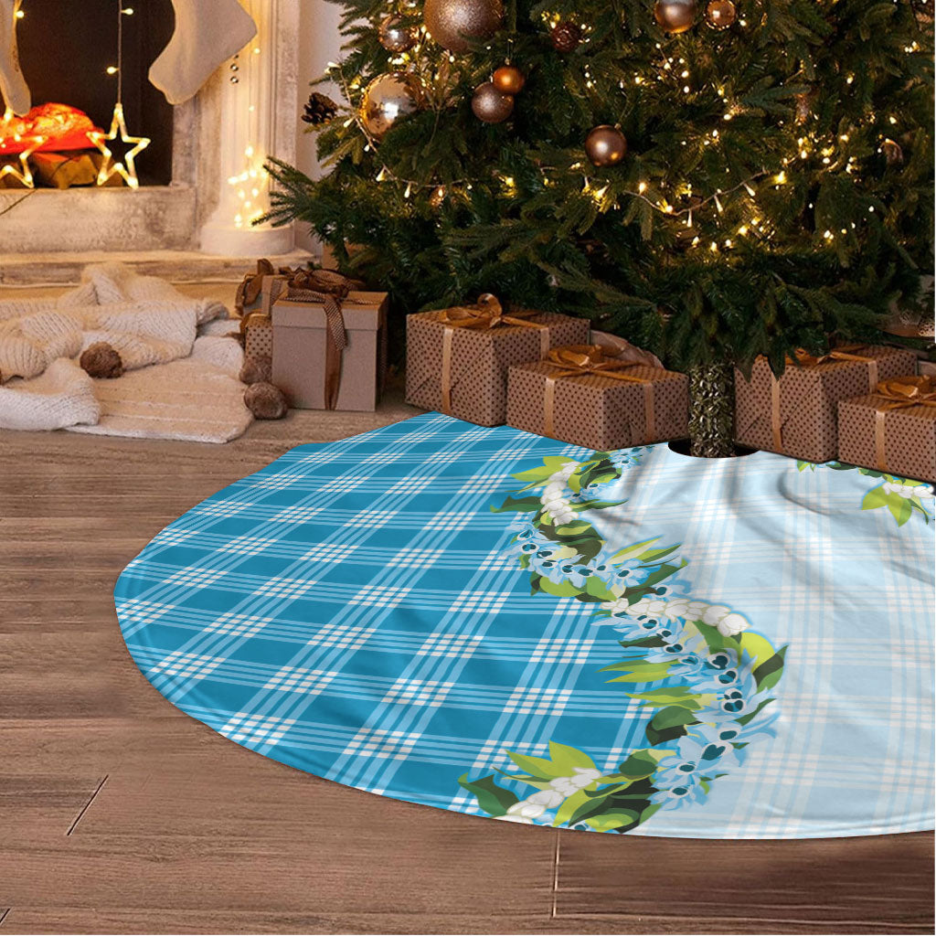 Blue Hawaii Palaka Tree Skirt Maile Pikake Honohono Orchid Lei LT05 - Polynesian Pride