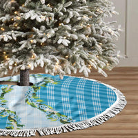 Blue Hawaii Palaka Tree Skirt Maile Pikake Honohono Orchid Lei LT05 - Polynesian Pride