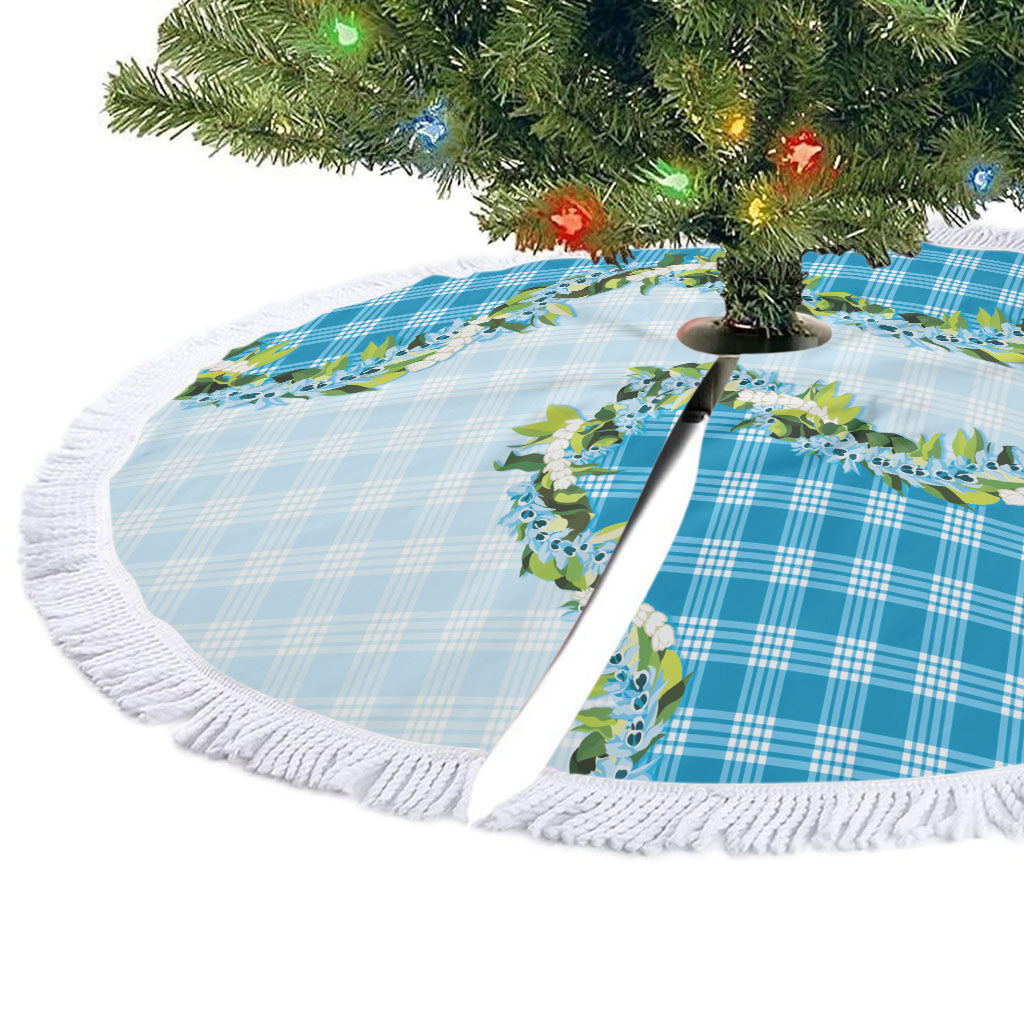 Blue Hawaii Palaka Tree Skirt Maile Pikake Honohono Orchid Lei LT05 - Polynesian Pride