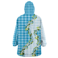 Blue Hawaii Palaka Wearable Blanket Hoodie Maile Pikake Honohono Orchid Lei LT05 - Polynesian Pride