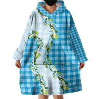 Blue Hawaii Palaka Wearable Blanket Hoodie Maile Pikake Honohono Orchid Lei LT05 - Polynesian Pride