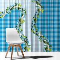 Blue Hawaii Palaka Window Curtain Maile Pikake Honohono Orchid Lei LT05 - Polynesian Pride