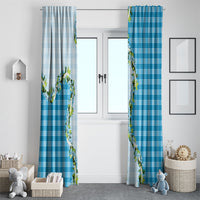 Blue Hawaii Palaka Window Curtain Maile Pikake Honohono Orchid Lei LT05 - Polynesian Pride