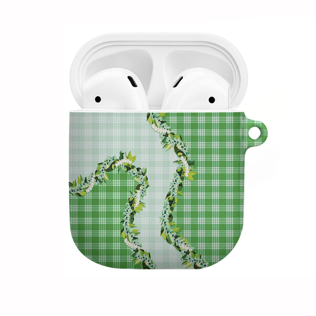 Green Hawaii Palaka AirPods Case Maile Pikake Honohono Orchid Lei LT05 Green - Polynesian Pride