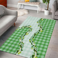 Green Hawaii Palaka Area Rug Maile Pikake Honohono Orchid Lei