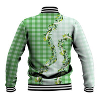 Green Hawaii Palaka Baseball Jacket Maile Pikake Honohono Orchid Lei LT05 - Polynesian Pride