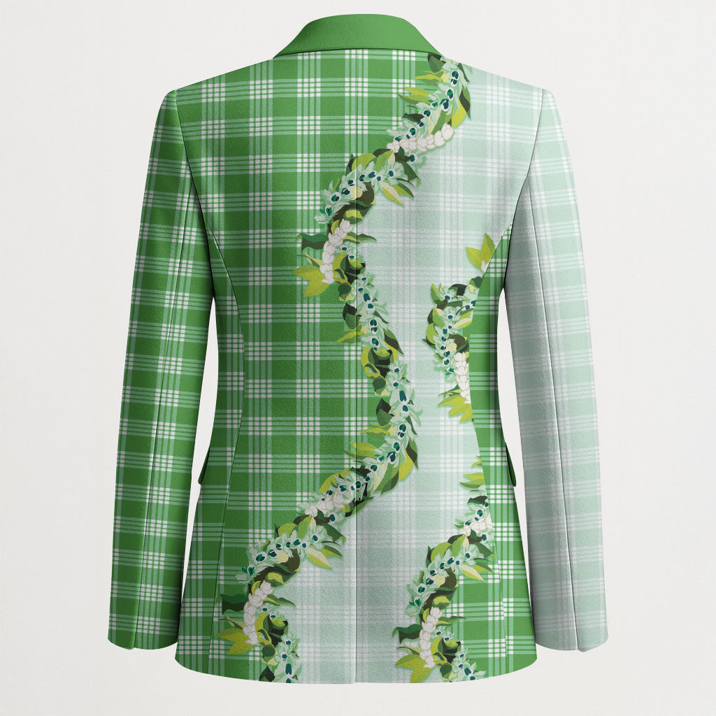 Green Hawaii Palaka Blazer Maile Pikake Honohono Orchid Lei