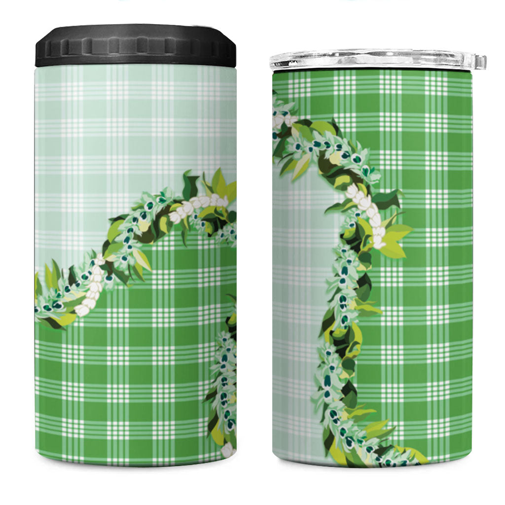 Green Hawaii Palaka 4 in 1 Can Cooler Tumbler Maile Pikake Honohono Orchid Lei LT05 One Size: 16 oz Green - Polynesian Pride