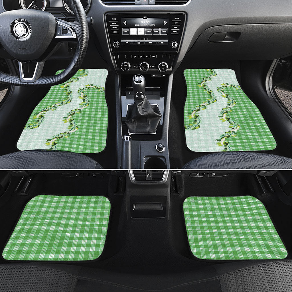 Green Hawaii Palaka Car Mats Maile Pikake Honohono Orchid Lei LT05 Set 4pcs Green - Polynesian Pride