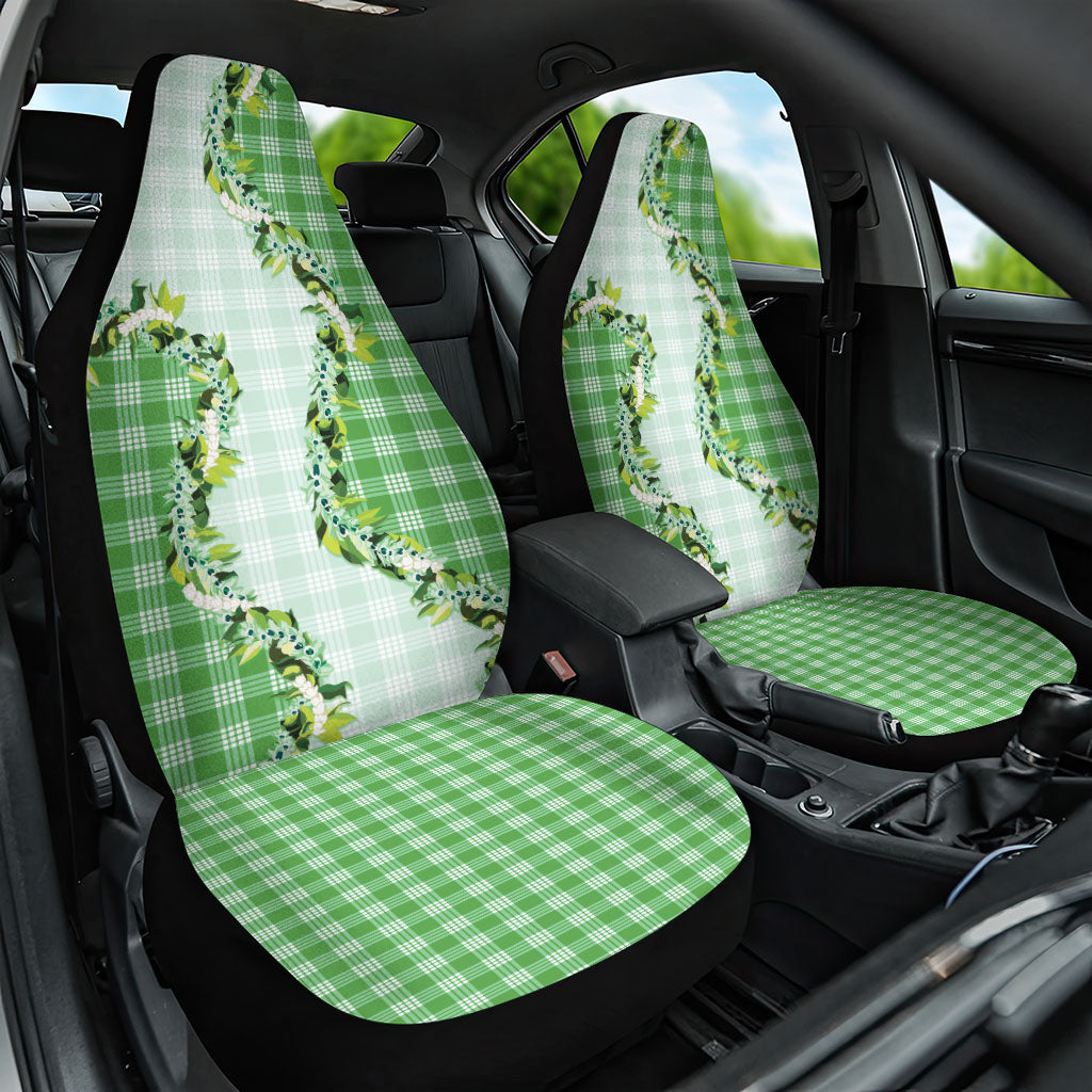 Green Hawaii Palaka Car Seat Cover Maile Pikake Honohono Orchid Lei LT05 One Size Green - Polynesian Pride