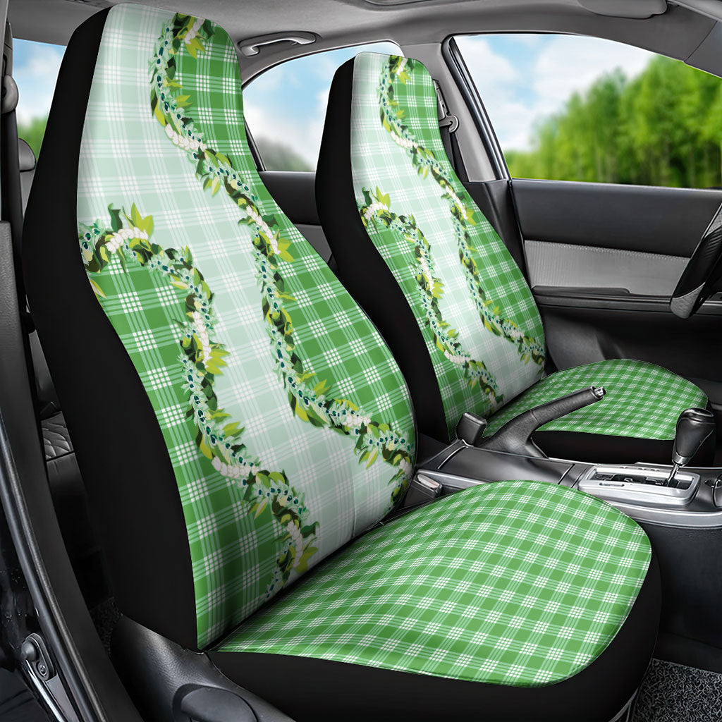 Green Hawaii Palaka Car Seat Cover Maile Pikake Honohono Orchid Lei LT05 - Polynesian Pride