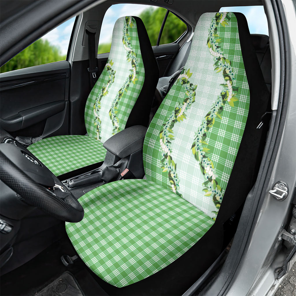 Green Hawaii Palaka Car Seat Cover Maile Pikake Honohono Orchid Lei LT05 - Polynesian Pride