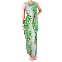 Green Hawaii Palaka Family Matching Tank Maxi Dress and Hawaiian Shirt Maile Pikake Honohono Orchid Lei LT05 Mom's Dress Green - Polynesian Pride