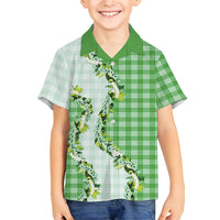 Green Hawaii Palaka Hawaiian Shirt Maile Pikake Honohono Orchid Lei LT05 - Polynesian Pride