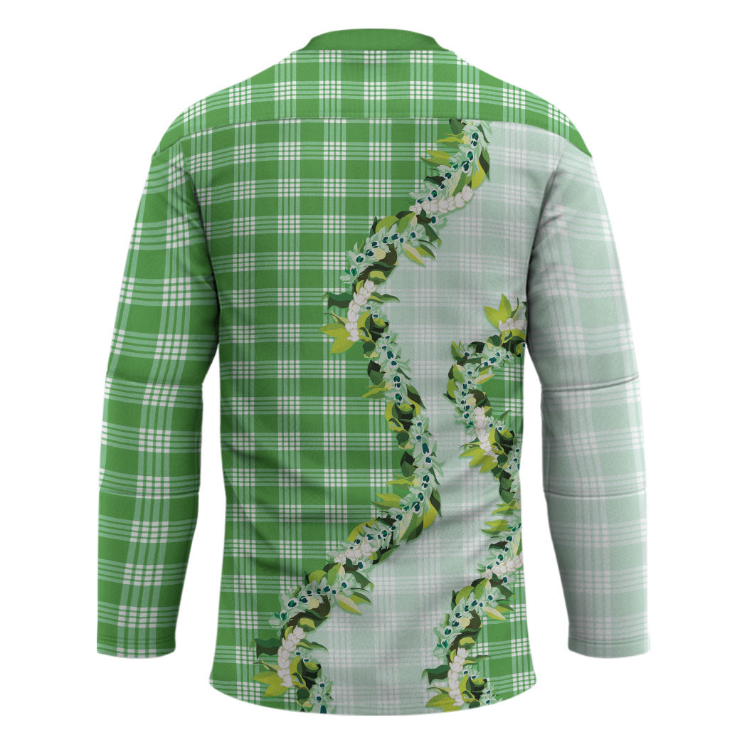 Green Hawaii Palaka Hockey Jersey Maile Pikake Honohono Orchid Lei LT05 - Polynesian Pride