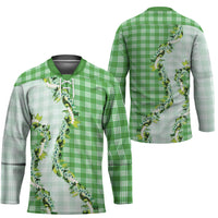 Green Hawaii Palaka Hockey Jersey Maile Pikake Honohono Orchid Lei LT05 - Polynesian Pride
