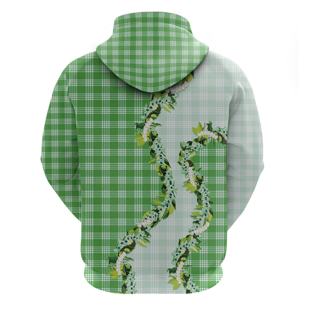 Green Hawaii Palaka Hoodie Maile Pikake Honohono Orchid Lei LT05 - Polynesian Pride
