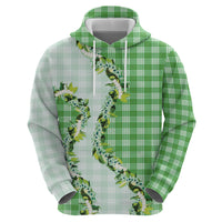 Green Hawaii Palaka Hoodie Maile Pikake Honohono Orchid Lei LT05 - Polynesian Pride
